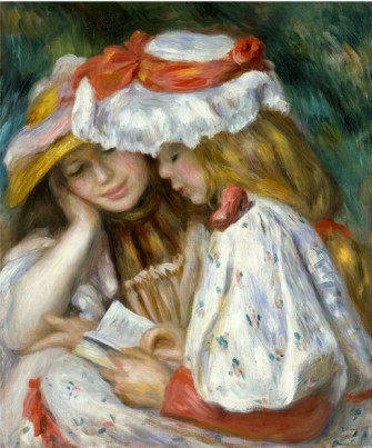 Two Girls Reading - Pierre Auguste Renoir Painting